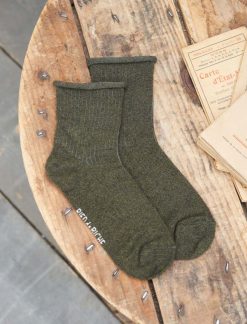 Pied de Biche Chaussettes | Chaussettes Cotelees Kaki