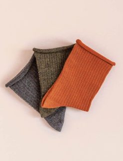 Pied de Biche Chaussettes | Chaussettes Cotelees Unies Trio Pour Femme