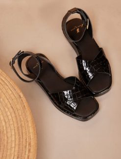 Pied de Biche Sandales | Auriane Noir Croco