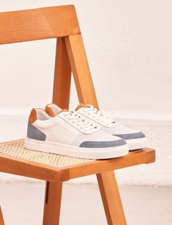 Pied de Biche Sneakers | Frisco V3 Blanc, Bleu Canard & Ocre