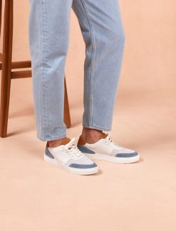 Pied de Biche Sneakers | Frisco V3 Blanc, Bleu Canard & Ocre