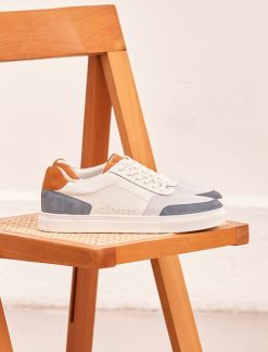 Pied de Biche Sneakers | Frisco V3 Blanc, Bleu Canard & Ocre