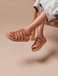 Pied de Biche Sandales | Gaby Cognac Brode