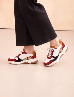 Pied de Biche Sneakers | Thelma Cherry Burnt & Leopard